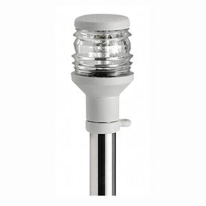 Fanale navigazione 360° su asta inox con testa in plastica bianca e lente trasparente H 100 cm | Onautica