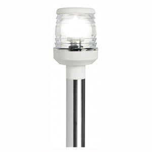 Asta luminosa retrattile 60 cm bianca con luce 360° su palo inox, testa in plastica trasparente | Onautica