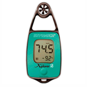 Anemometro Skywatch Xplorer 2 turchese con display LCD, mostra 74.5 km/h e -9.2°C, girella vento integrata | Onautica