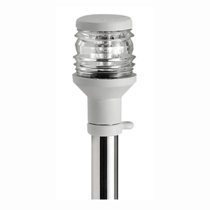 Fanale navigazione 360° su asta inox con testa in plastica bianca e lente trasparente H 100 cm | Onautica