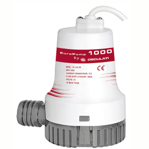 Pompa di sentina Osculati EuroPump 1000 12V bianca e grigia con attacco tubo flessibile | Onautica