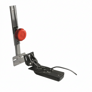 Portatrasduttore telescopico di poppa in acciaio inox con trasduttore Garmin nero e manopola rossa | Onautica
