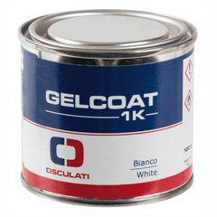 Barattolo in latta Gelcoat 1K bianco monocomponente 100g Osculati, etichetta blu e rossa | Onautica