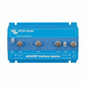 Ripartitore di carica Argofet VICTRON Energy con tecnologia FET, disponibile per 2 o 3 batterie, caduta di tensione minima.