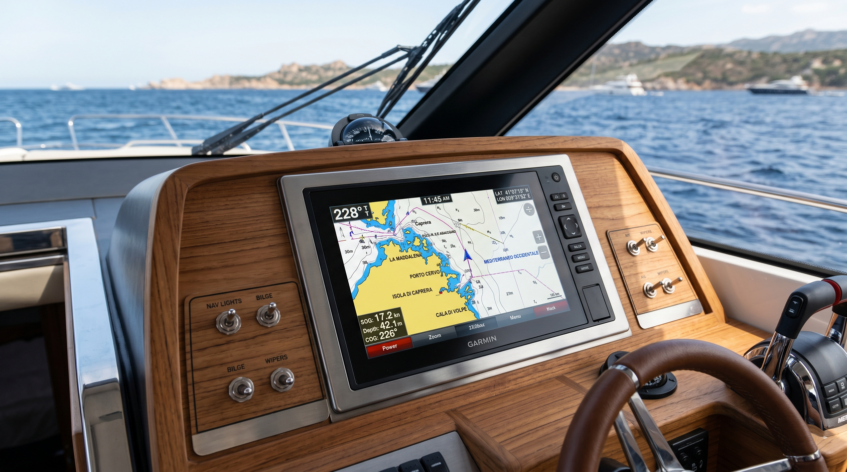 Garmin GPSMAP 1223xsv installato nella plancia di una barca