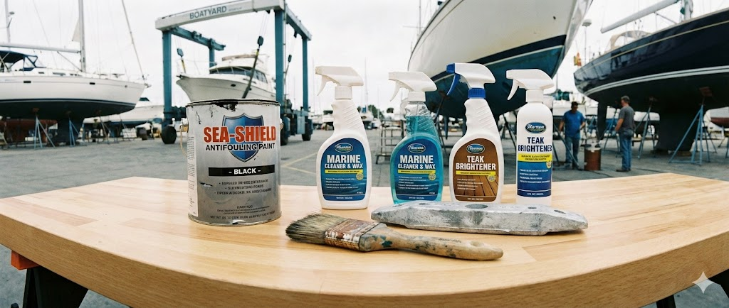 Un assortimento di anodi sacrificali nuovi: un anodo a ogiva per elica, un anodo a piastra e un kit anodi per piede poppiero.