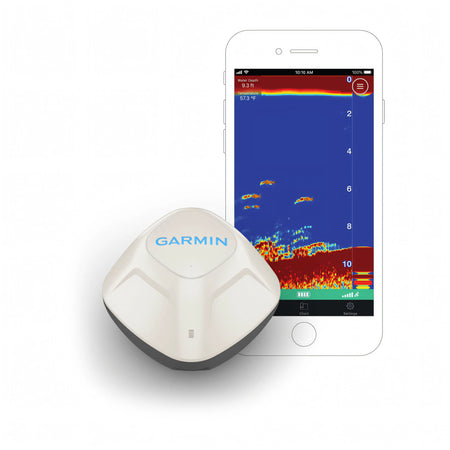 Ecoscandaglio a lancio Garmin STRIKER Cast, corpo nero galleggiante con cordino, sonar Bluetooth per smartphone