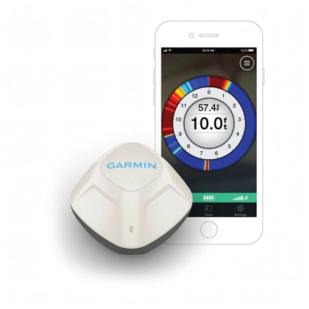 Ecoscandaglio a lancio Garmin STRIKER Cast, corpo nero galleggiante con cordino, sonar Bluetooth per smartphone