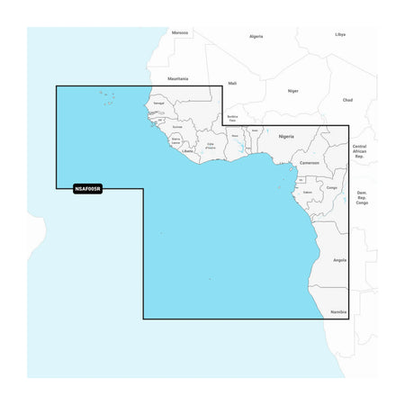 Carta nautica Garmin Navionics+ NSAF005R Africa occidentale su scheda GSD con mappa di copertura