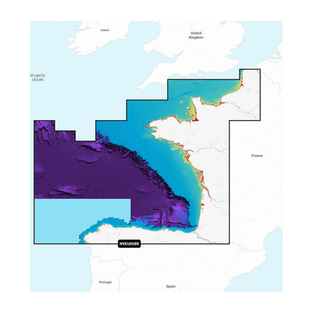 Carta nautica Garmin Navionics Vision+ NVEU008R Golfo di Biscaglia su scheda GSD con mappa di copertura