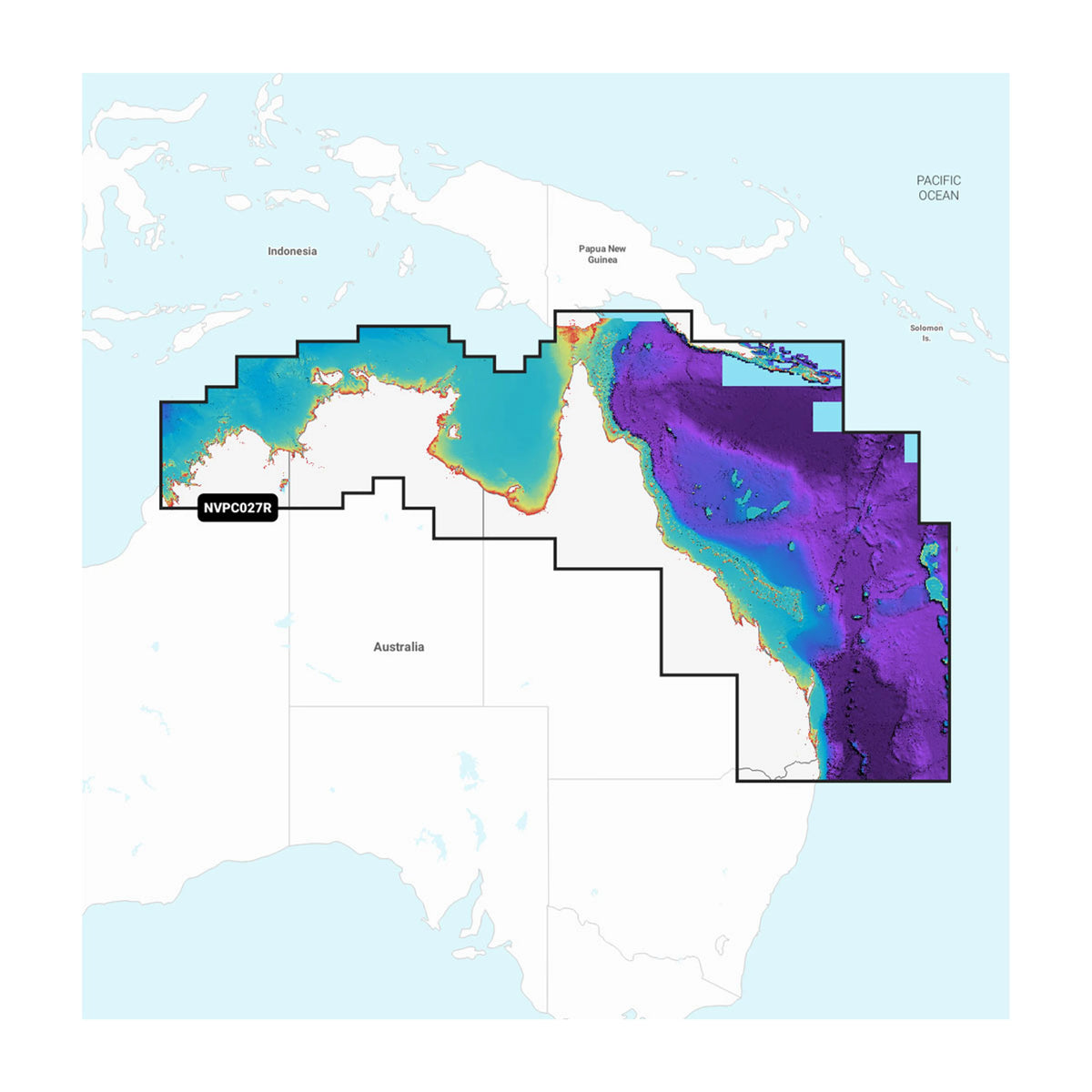 Carta nautica Garmin Navionics Vision+ NVPC027R Australia nord-orientale su scheda GSD con mappa di copertura