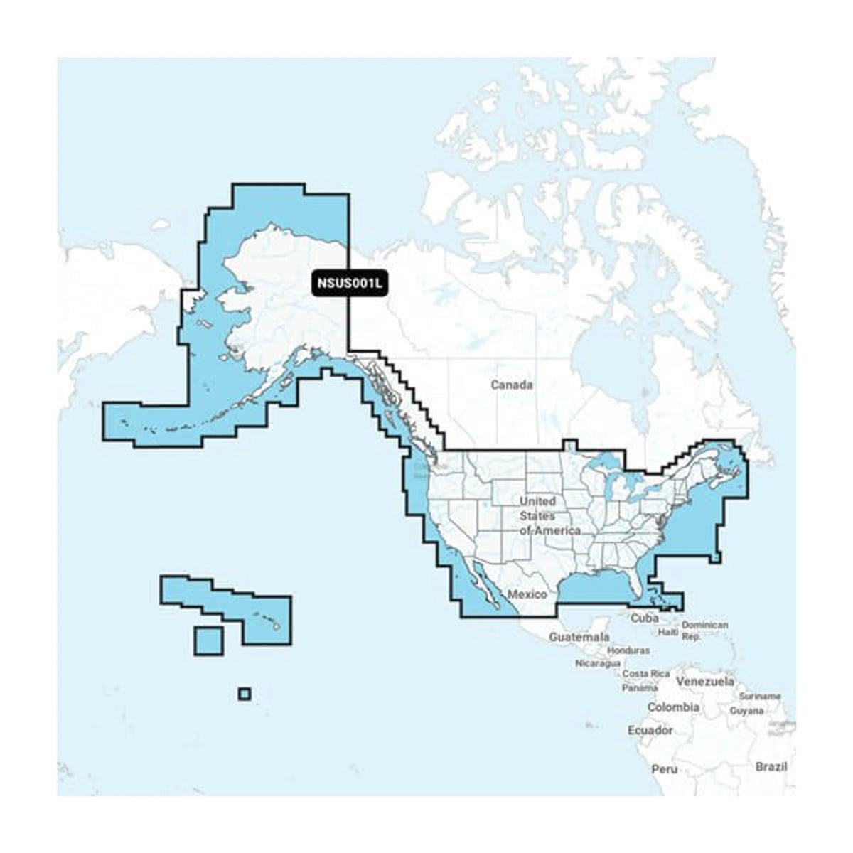 Carta nautica Garmin Navionics+ NSUS001L Stati Uniti e coste del Canada con mappa di copertura