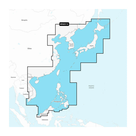 Carta nautica Navionics Platinum+ NPAE011L Mare della Cina e Giappone su scheda microSD/SD con mappa di copertura