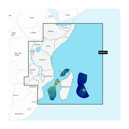 Carta nautica Navionics Platinum+ NPAF001R Africa orientale con mappa di copertura