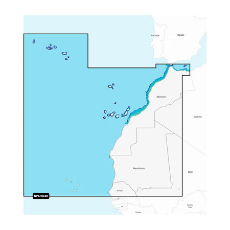 Carta nautica Navionics Platinum+ NPAF004R Africa nord-occidentale su scheda microSD/SD con mappa di copertura
