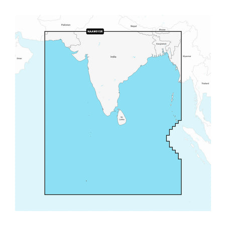 Carta nautica Navionics+ NAAW015R Subcontinente indiano su scheda microSD/SD con mappa di copertura