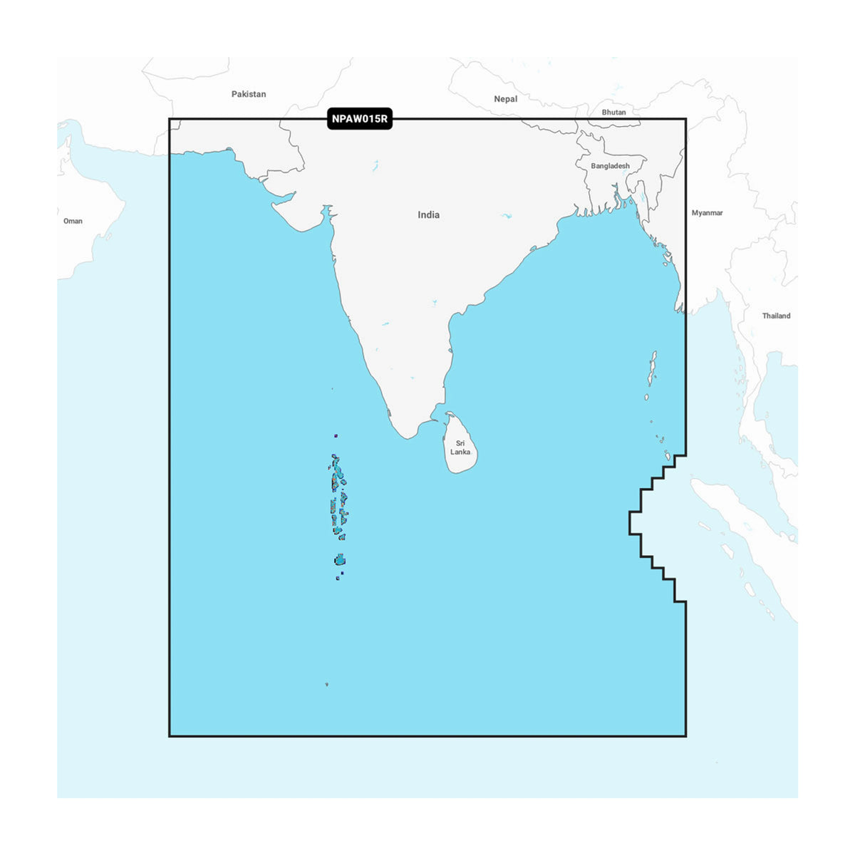 Carta nautica Navionics Platinum+ NPAW015R Subcontinente indiano su scheda microSD/SD con mappa di copertura