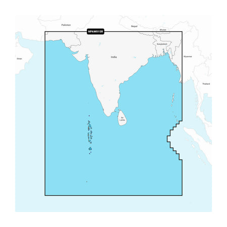 Carta nautica Navionics Platinum+ NPAW015R Subcontinente indiano su scheda microSD/SD con mappa di copertura