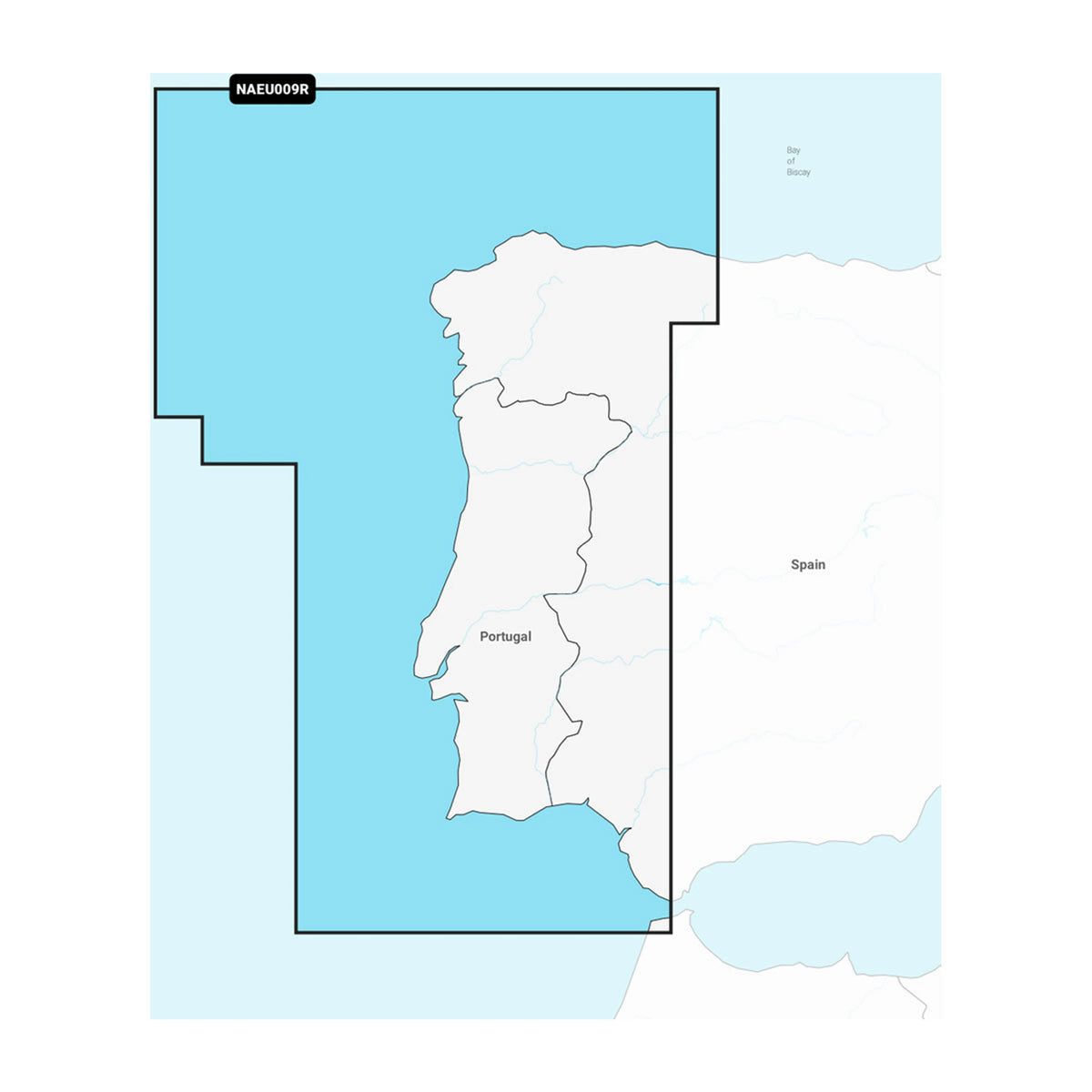 Carta nautica Navionics+ NAEU009R Portogallo e Spagna nord-ovest su scheda microSD/SD con mappa di copertura