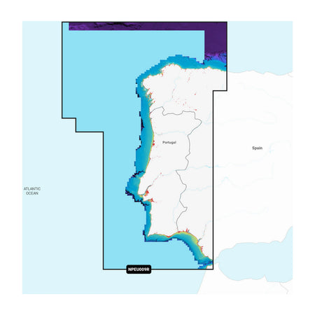 Carta nautica Navionics Platinum+ NPEU009R Portogallo e Spagna nord-ovest su scheda microSD/SD con mappa di copertura