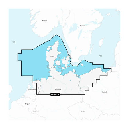 Carta nautica Navionics+ NAEU077R Danimarca e Germania su scheda microSD/SD con mappa di copertura