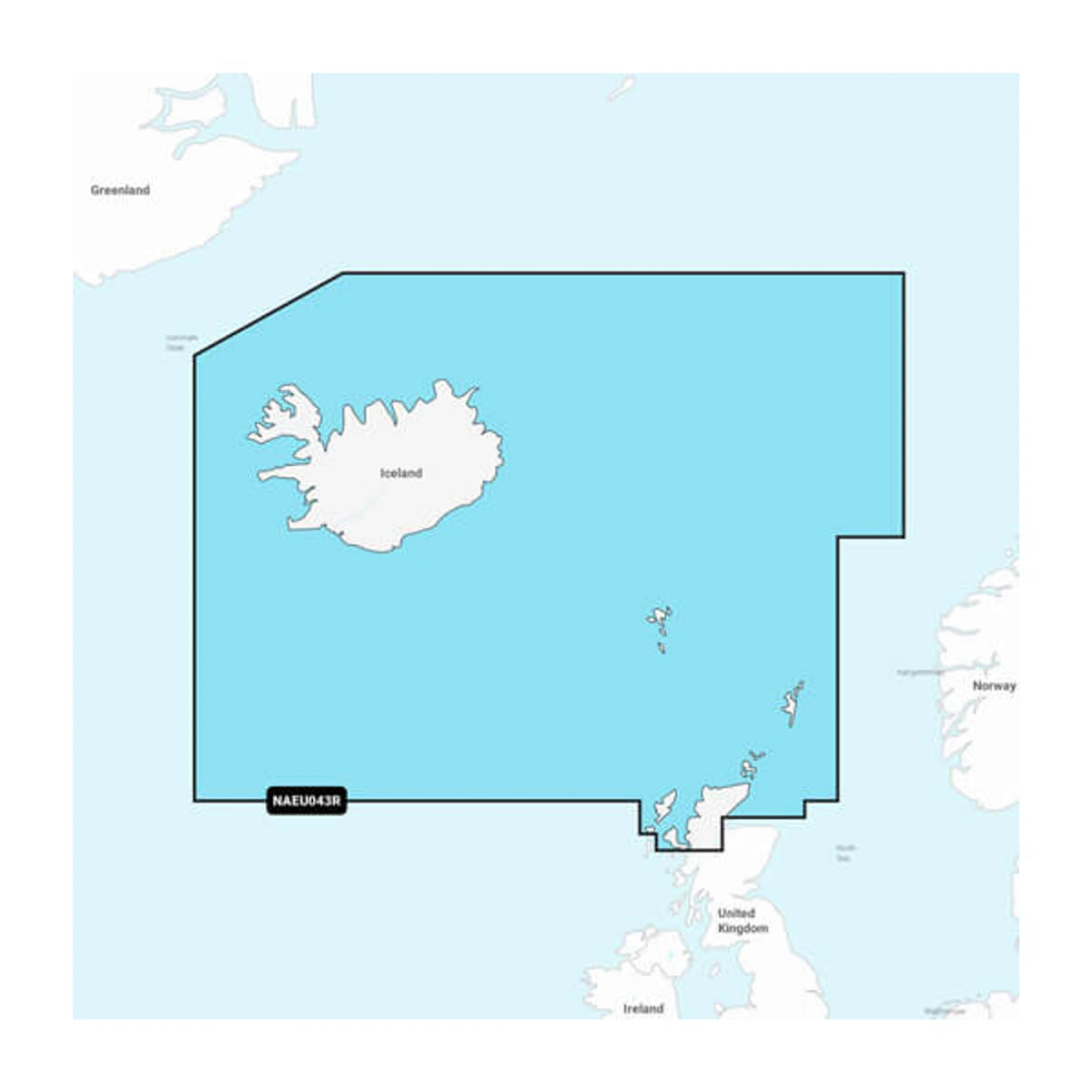 Carta nautica Navionics+ NAEU043R Dall'Islanda alle Orcadi con mappa di copertura