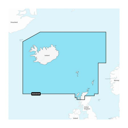 Carta nautica Navionics+ NAEU043R Dall'Islanda alle Orcadi con mappa di copertura