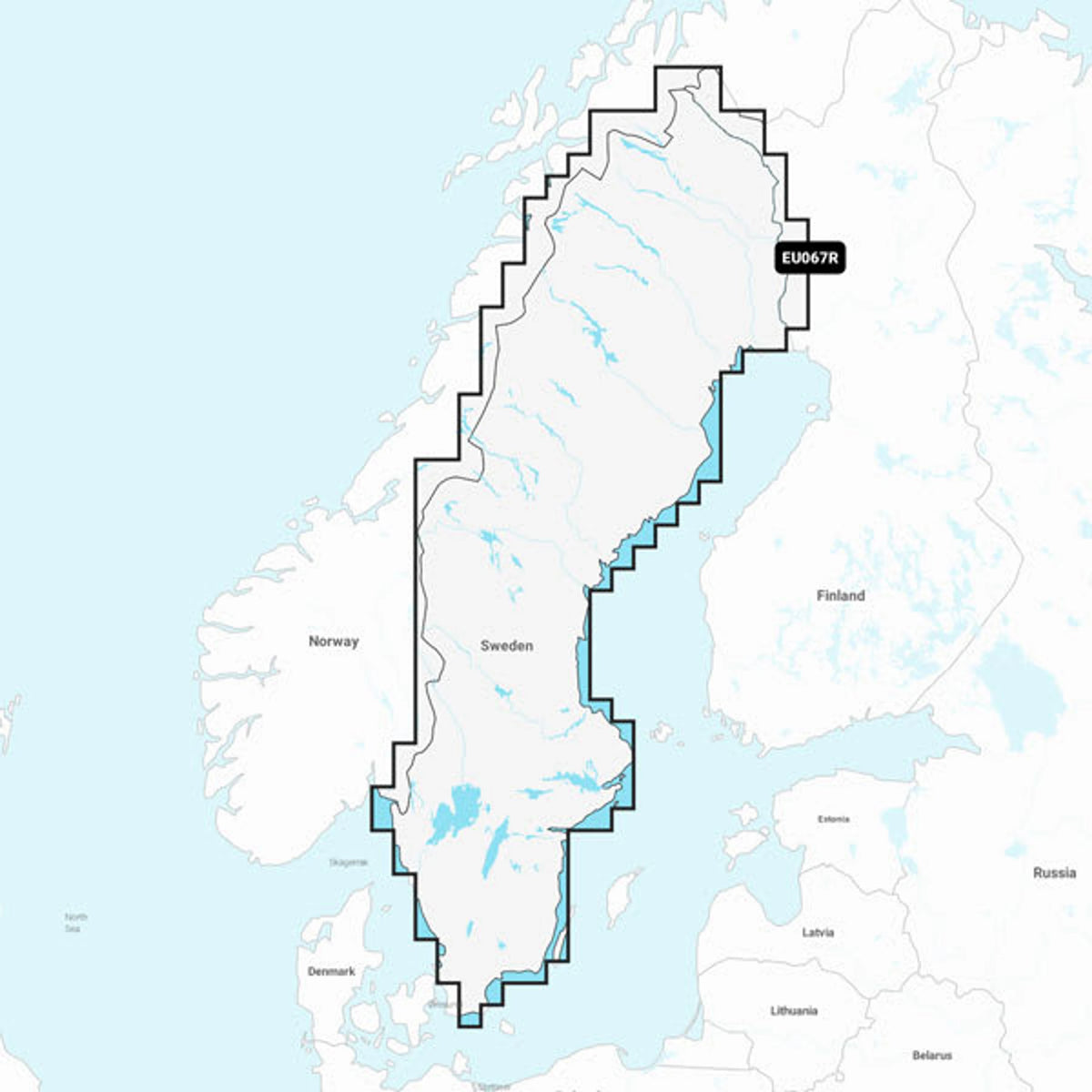 Carta nautica Navionics+ NAEU067R Svezia, laghi e fiumi con mappa di copertura