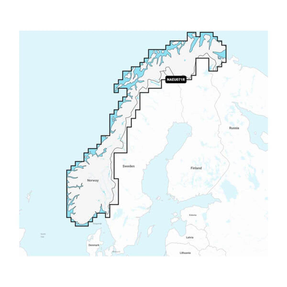 Carta nautica Navionics+ NAEU071R Norvegia, laghi e fiumi con mappa di copertura