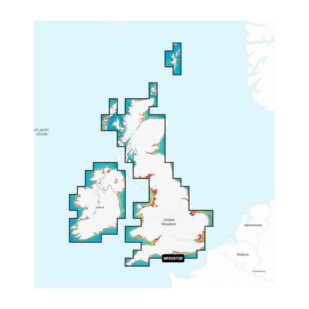 Carta nautica Navionics Platinum+ NPEU072R Regno Unito e Irlanda, laghi e fiumi su scheda microSD/SD con mappa di copertura