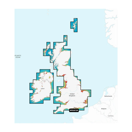 Carta nautica Navionics Platinum+ NPEU072R Regno Unito e Irlanda, laghi e fiumi su scheda microSD/SD con mappa di copertura