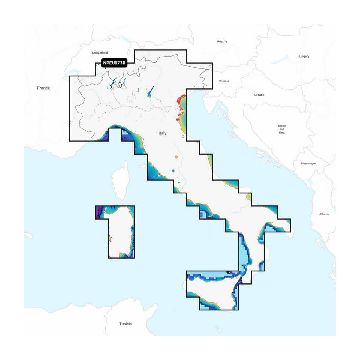 Carta nautica Navionics Platinum+ NPEU073R Italia, laghi e fiumi su scheda microSD/SD con mappa di copertura