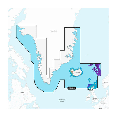 Carta nautica Navionics Platinum+ NPEU620L Groenlandia e Islanda su scheda microSD/SD con mappa di copertura