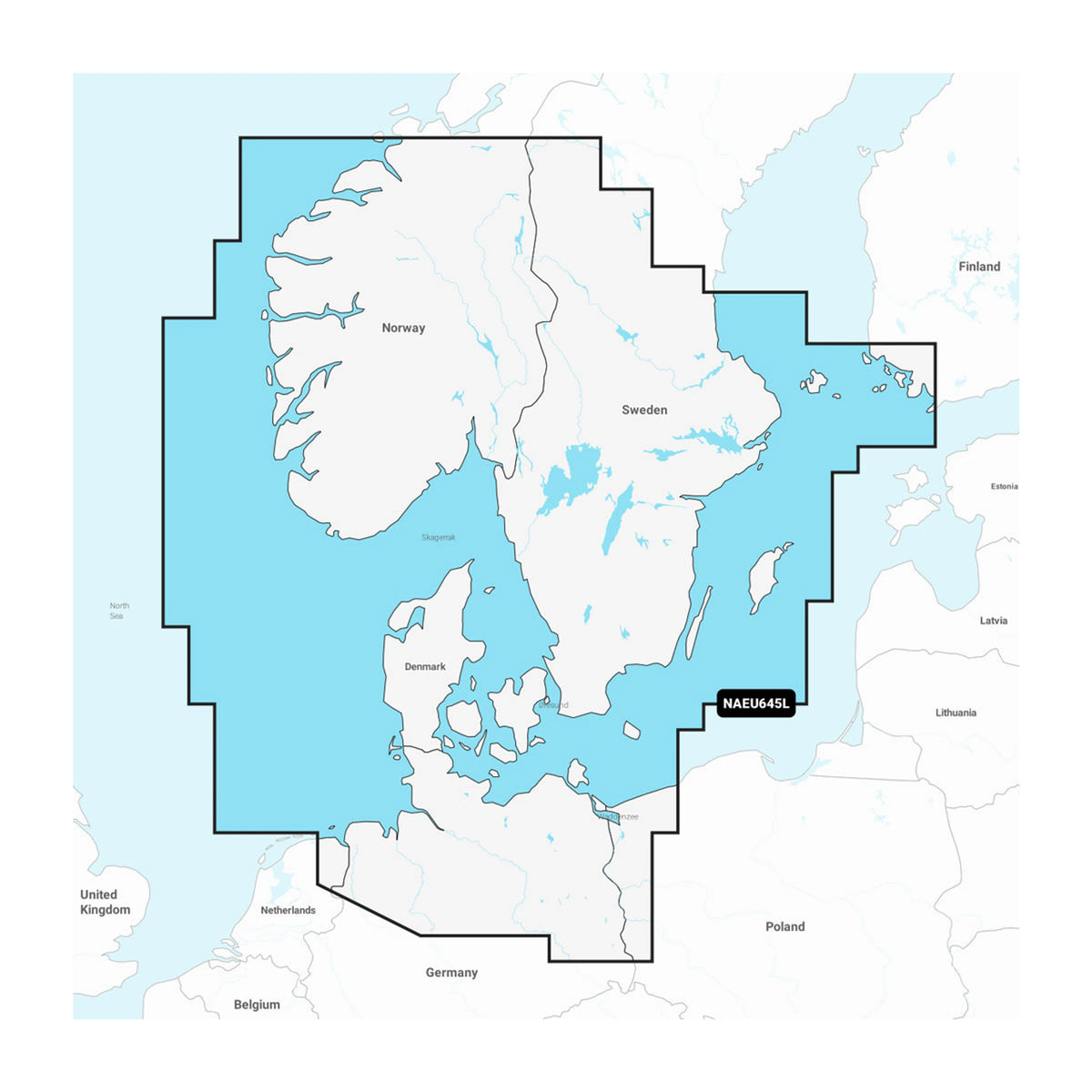 Carta nautica Navionics+ NAEU645L Scandinavia meridionale su scheda microSD/SD con mappa di copertura
