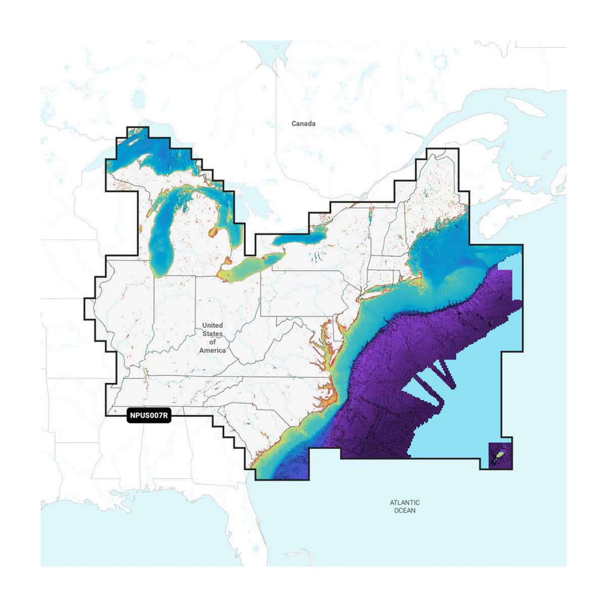 Carta nautica Navionics Platinum+ NPUS007R Stati Uniti orientali su scheda microSD/SD con mappa di copertura