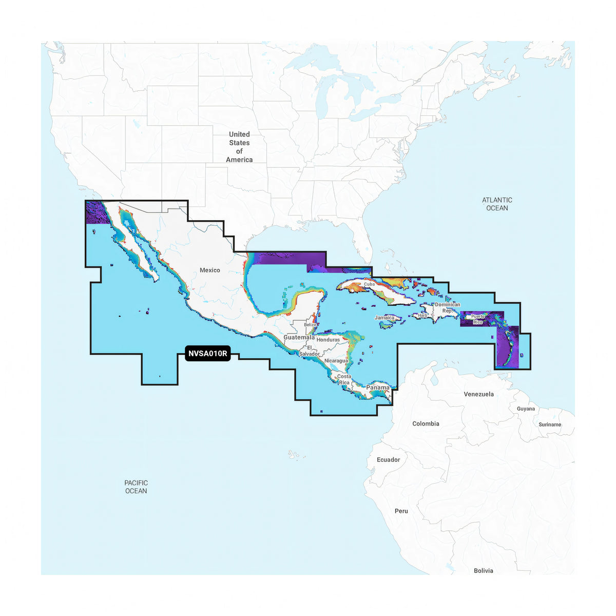 Carta nautica Garmin Navionics Vision+ NVSA010R America Centrale e Caraibi su scheda microSD/SD con mappa di copertura