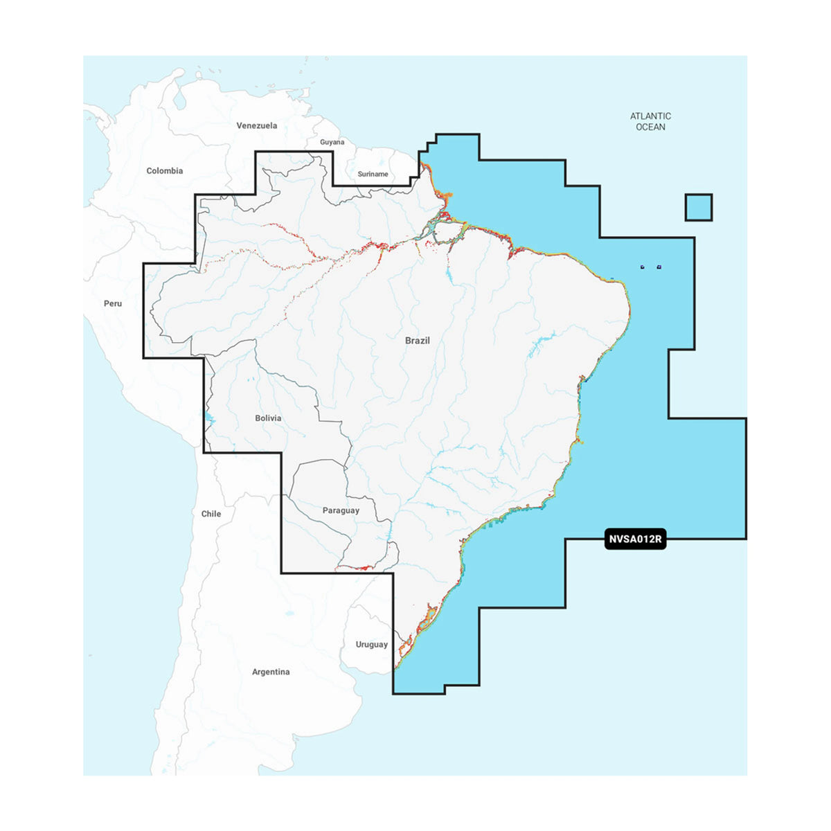 Carta nautica Garmin Navionics Vision+ NVSA012R Brasile su scheda microSD/SD con mappa di copertura