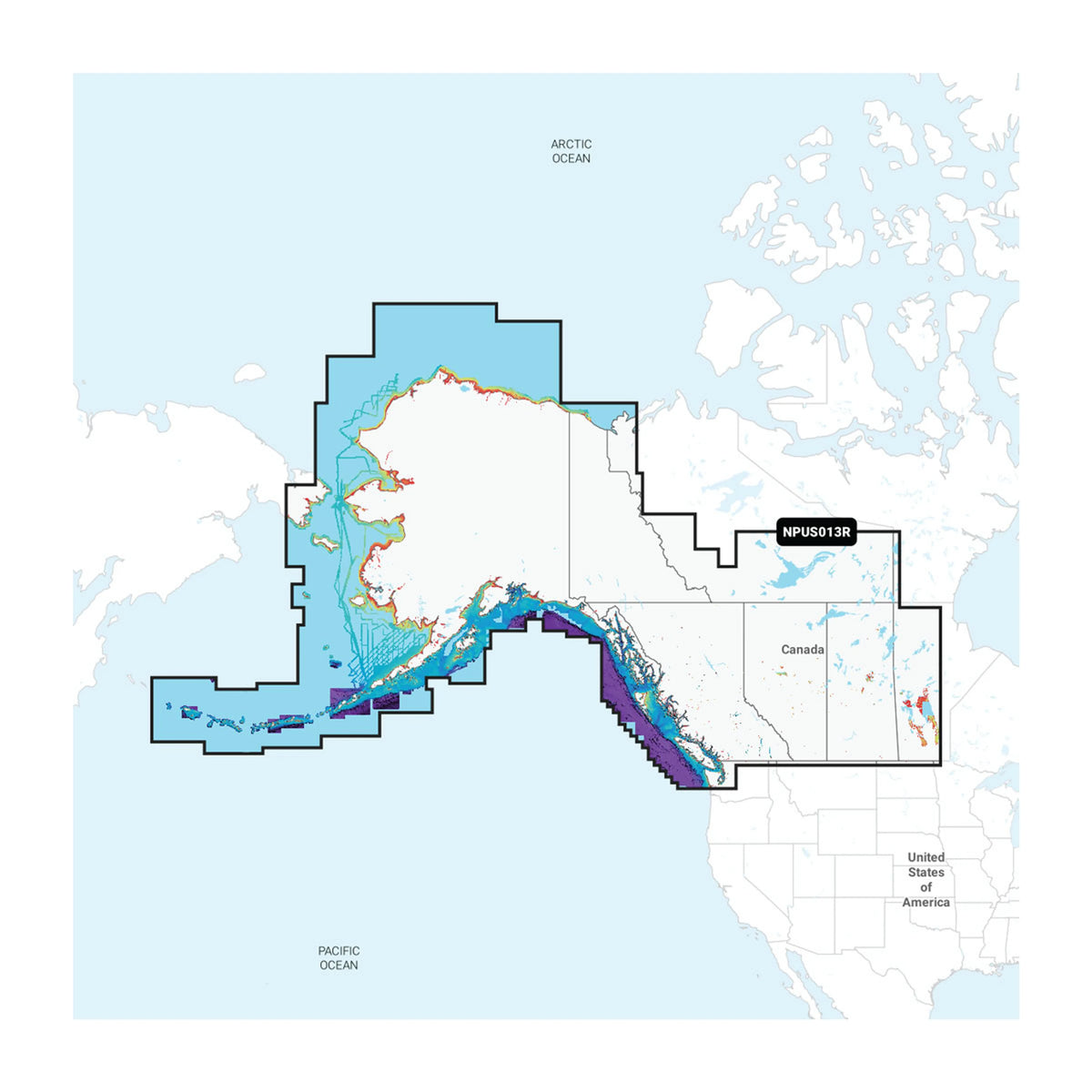Carta nautica Navionics Platinum+ NPUS013R Canada occidentale e Alaska su scheda microSD/SD con mappa di copertura