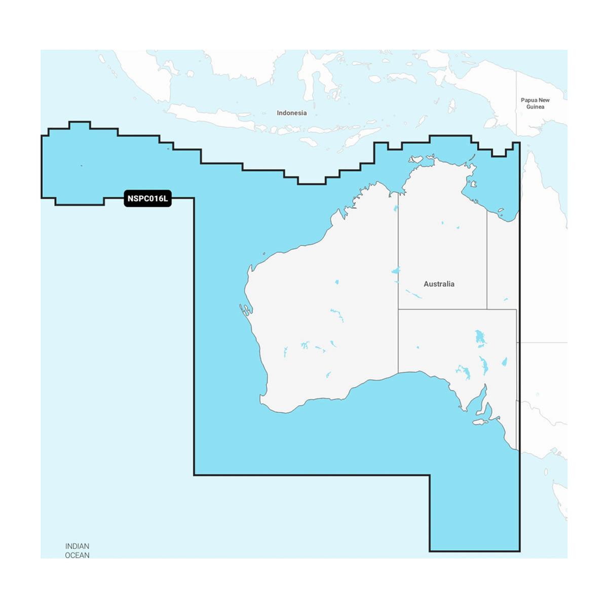 Carta nautica Garmin Navionics+ NSPC016L Australia occidentale e centrale su scheda microSD/SD con mappa di copertura