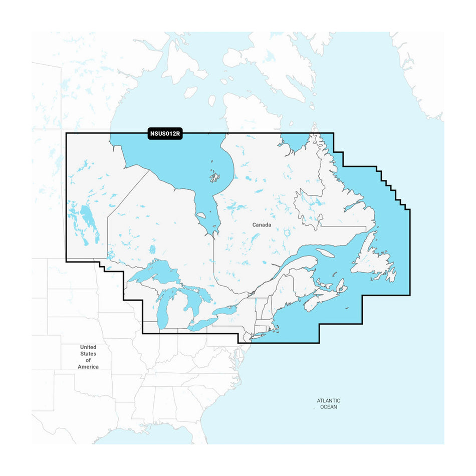 Carta nautica Garmin Navionics+ NSUS012R Canada orientale e Grandi Laghi su scheda microSD/SD con mappa di copertura