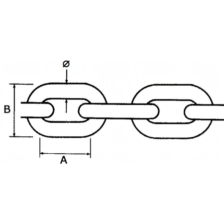 Catena genovese, disegno tecnico della maglia con quote