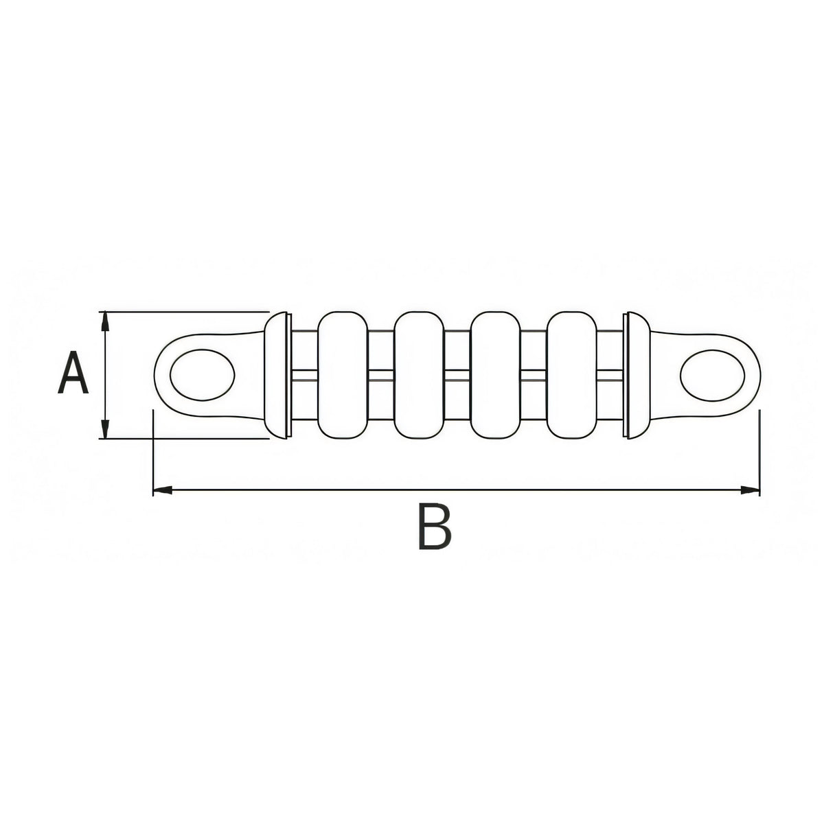 Molla d'ormeggio inox silenziata, disegno tecnico