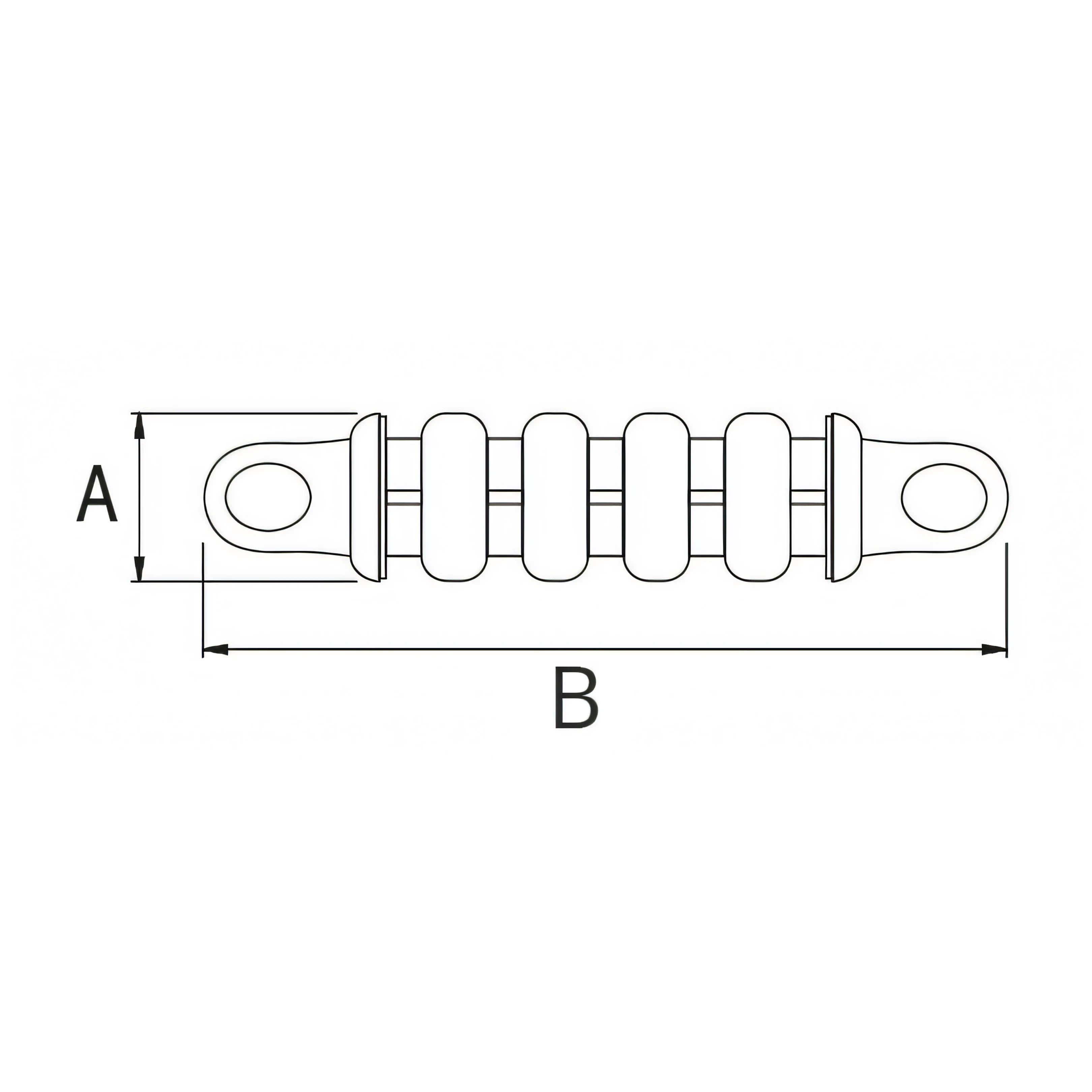 Molla d'ormeggio inox silenziata, disegno tecnico