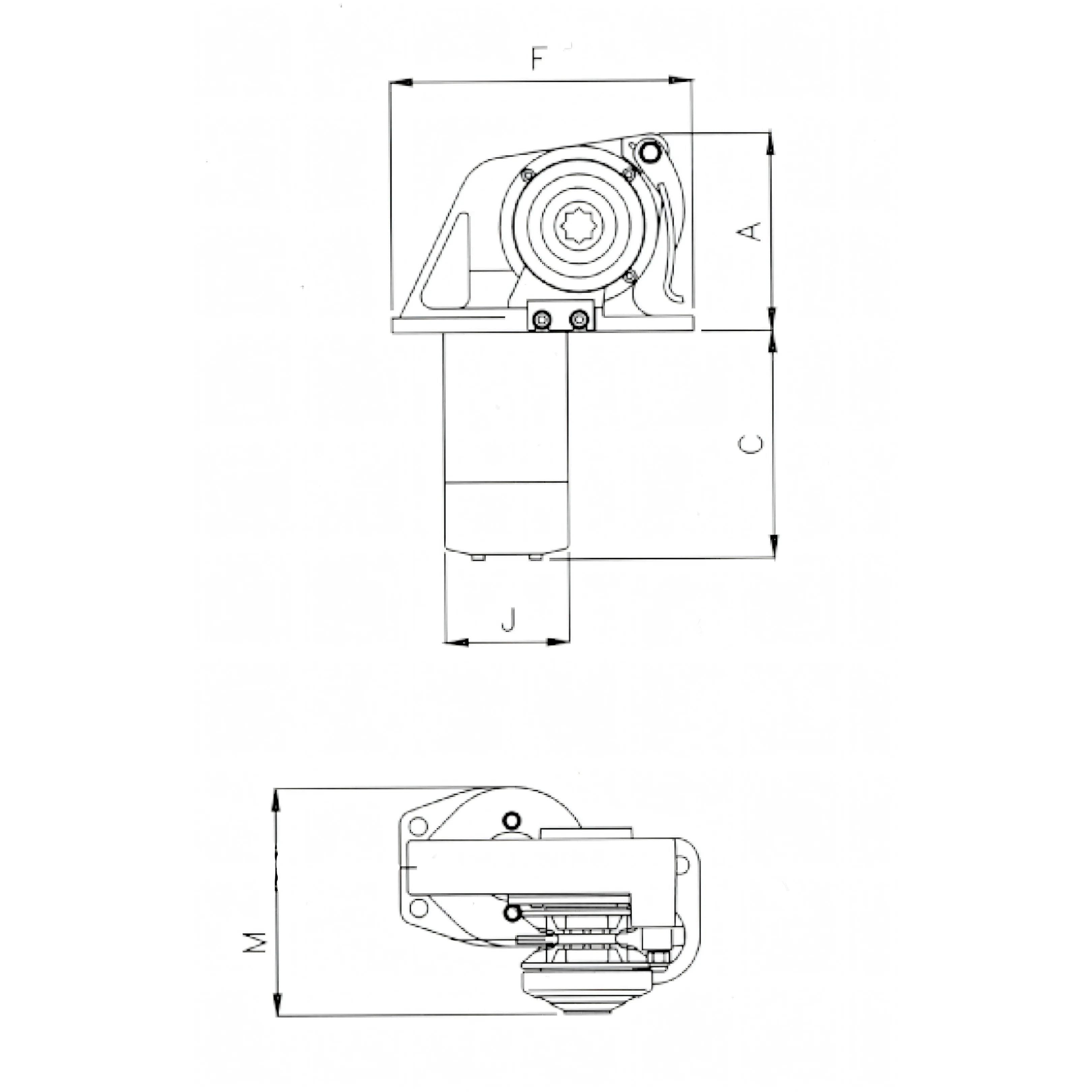 Verricello Lofrans Dorado, disegno tecnico con dimensioni