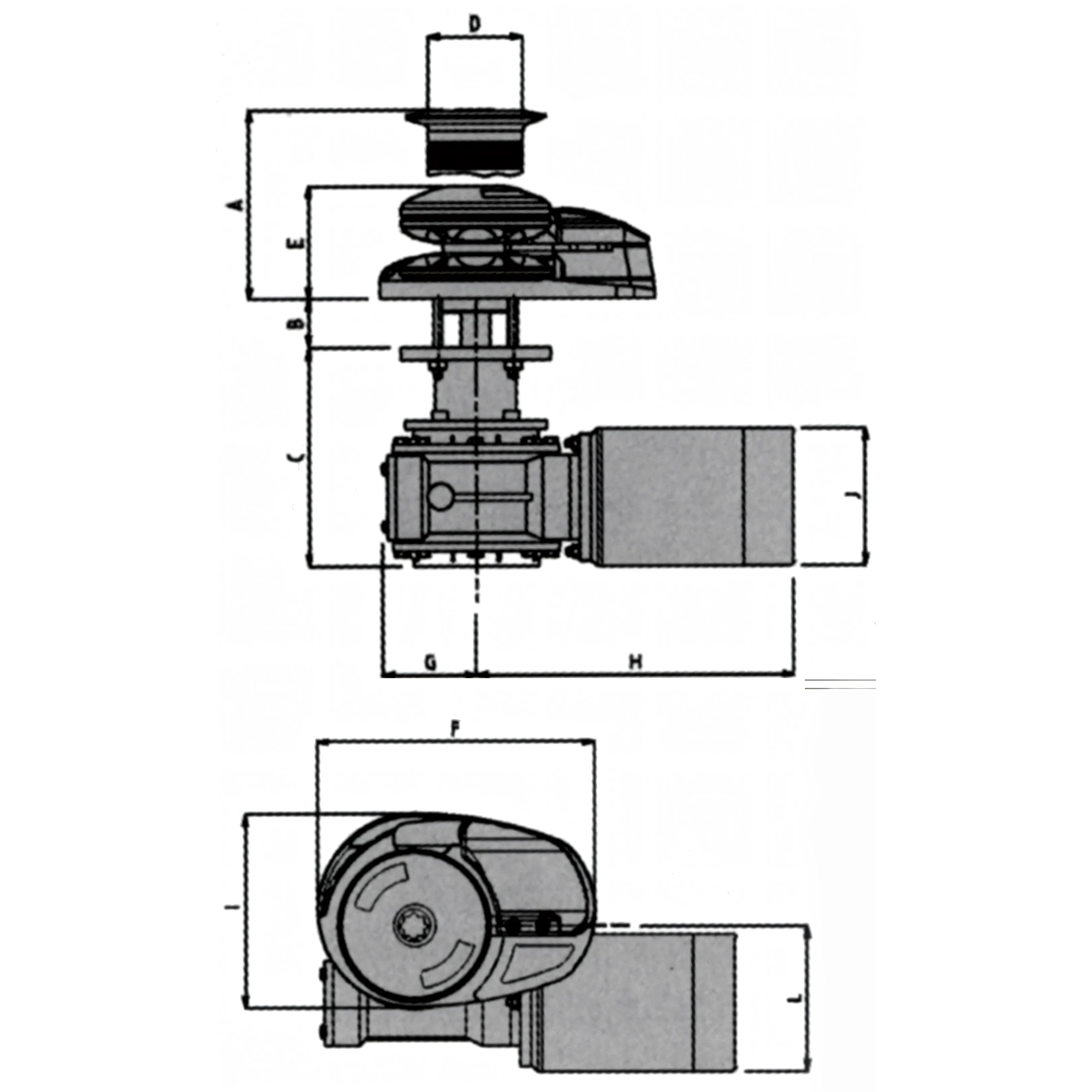 Verricello Lofrans X2 alluminio 1000W, disegno tecnico