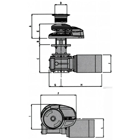 Verricello Lofrans X2 alluminio 1000W, disegno tecnico