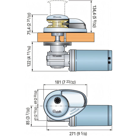 Verricello Quick DP1, disegno tecnico con dimensioni