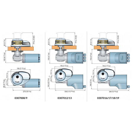 Verricello Quick DP2, disegno tecnico con dimensioni di ingombro