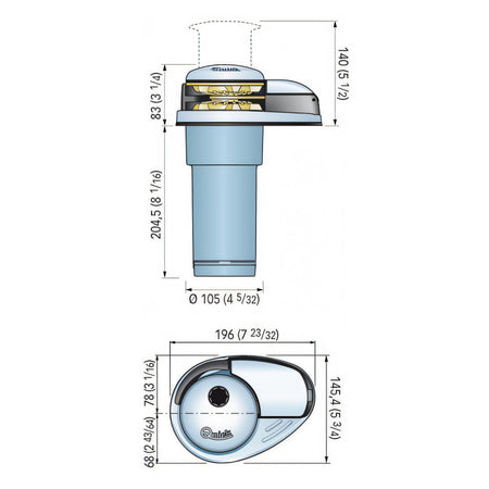Verricello Quick DP2E, disegno tecnico con dimensioni