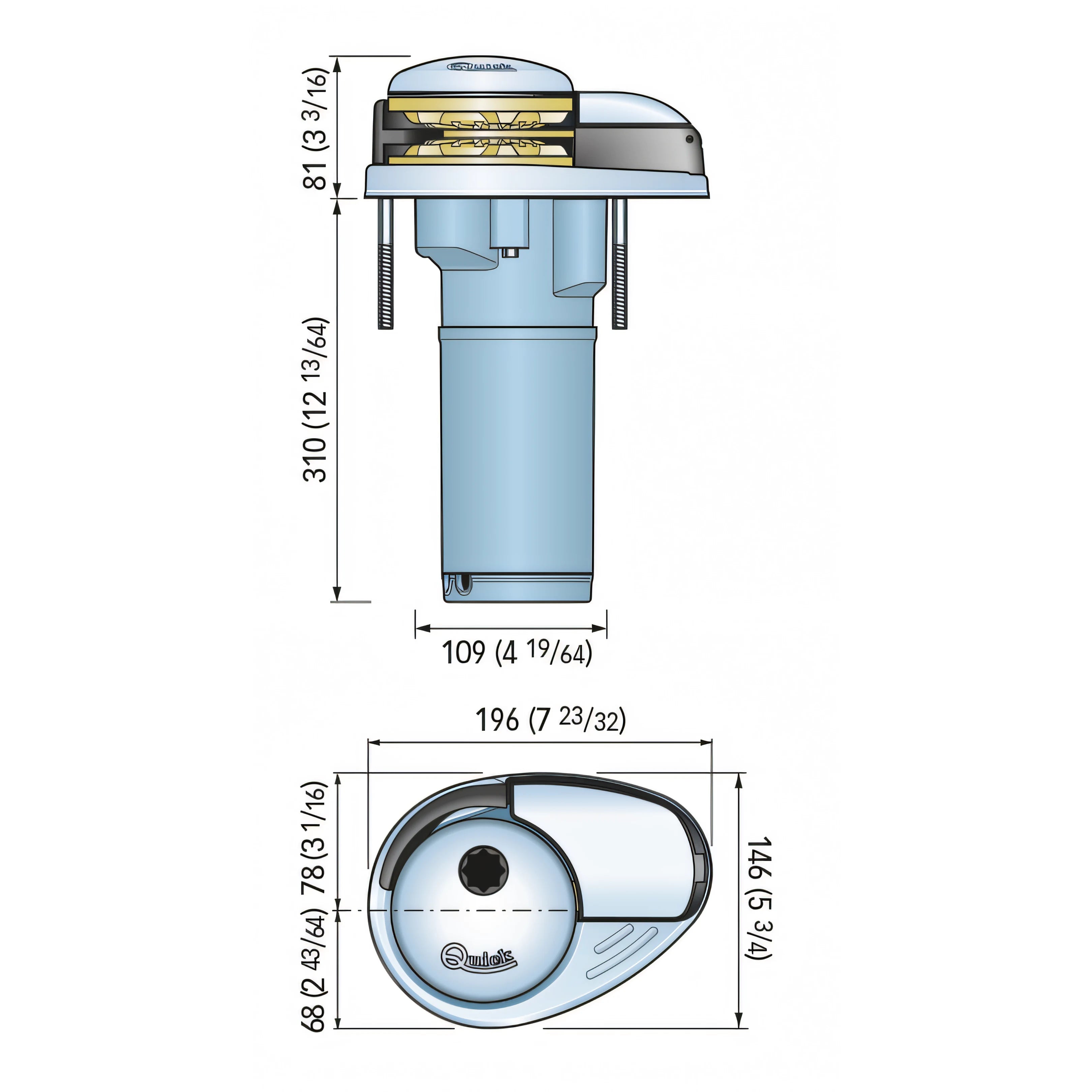 Verricello Quick DP2L 770, disegno tecnico